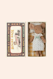 Maileg Big Sister Mouse Matchbox - Yellow Blanket