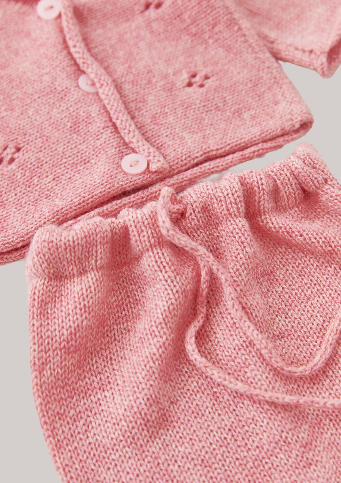 Cashmere Diamond Cardigan 3 Pieces Set in Rose Pink