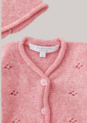 Cashmere Diamond Cardigan 3 Pieces Set in Rose Pink