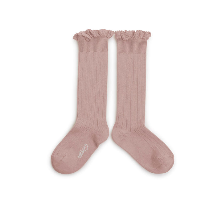 Joséphine Vieux Rose - Knee Socks with Lace – Strawberries & Cream ...