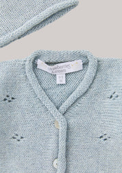 Cashmere Diamond Cardigan 3 Pieces Set Aqua Green