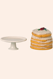 Maileg - Party cake and cake stand, Mouse - Off white - PRE-ORDER, Estimated shipping: May