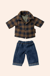 Maileg - Brown, checked shirtand pants, Dad Mouse