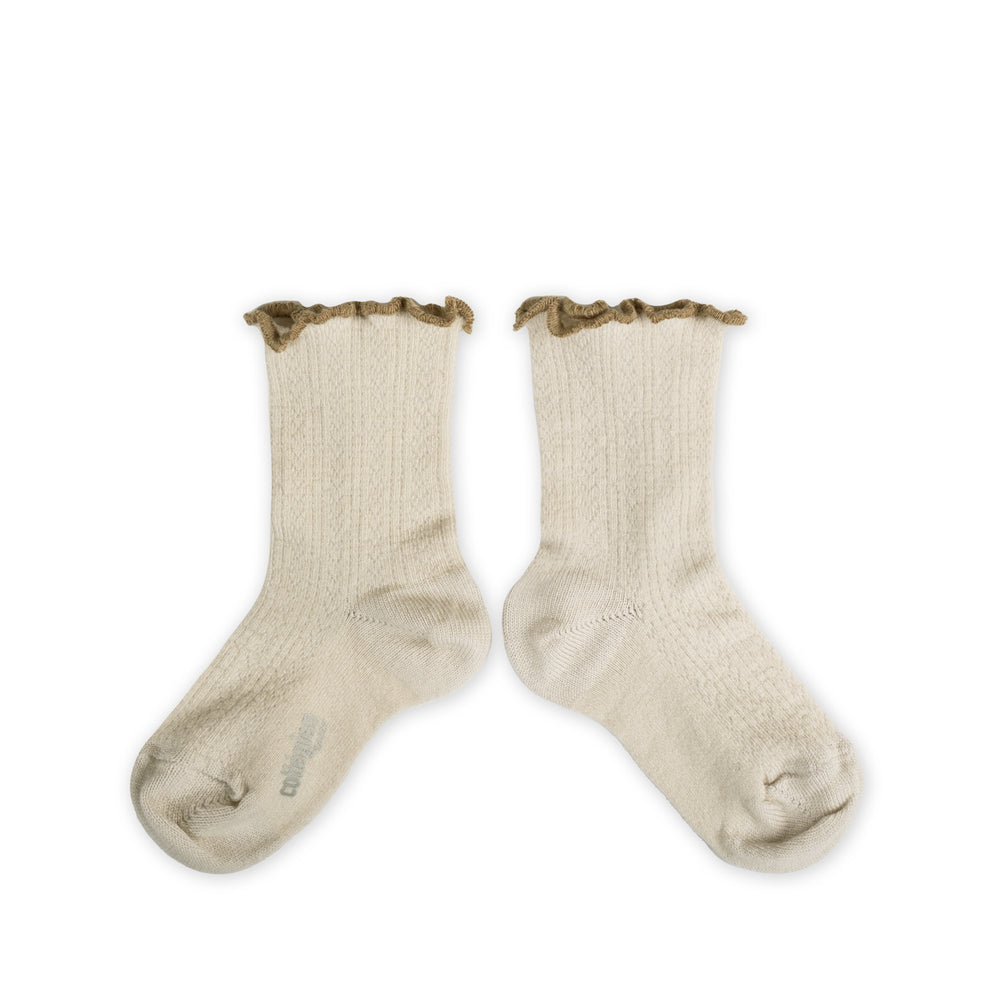Ambre Doux Agneaux - Lettuce Trim Pointelle Merino Wool Socks