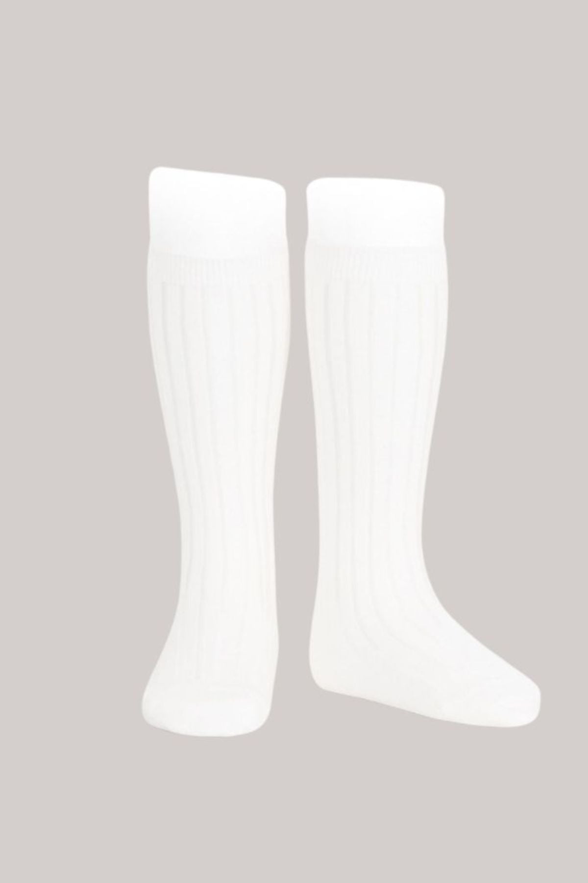 Cóndor Basic Ribbed Knee High Socks - Blanco