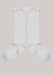 Collégien X Strawberries & Cream - Joséphine Blanc Neige - Knee Socks with Lace