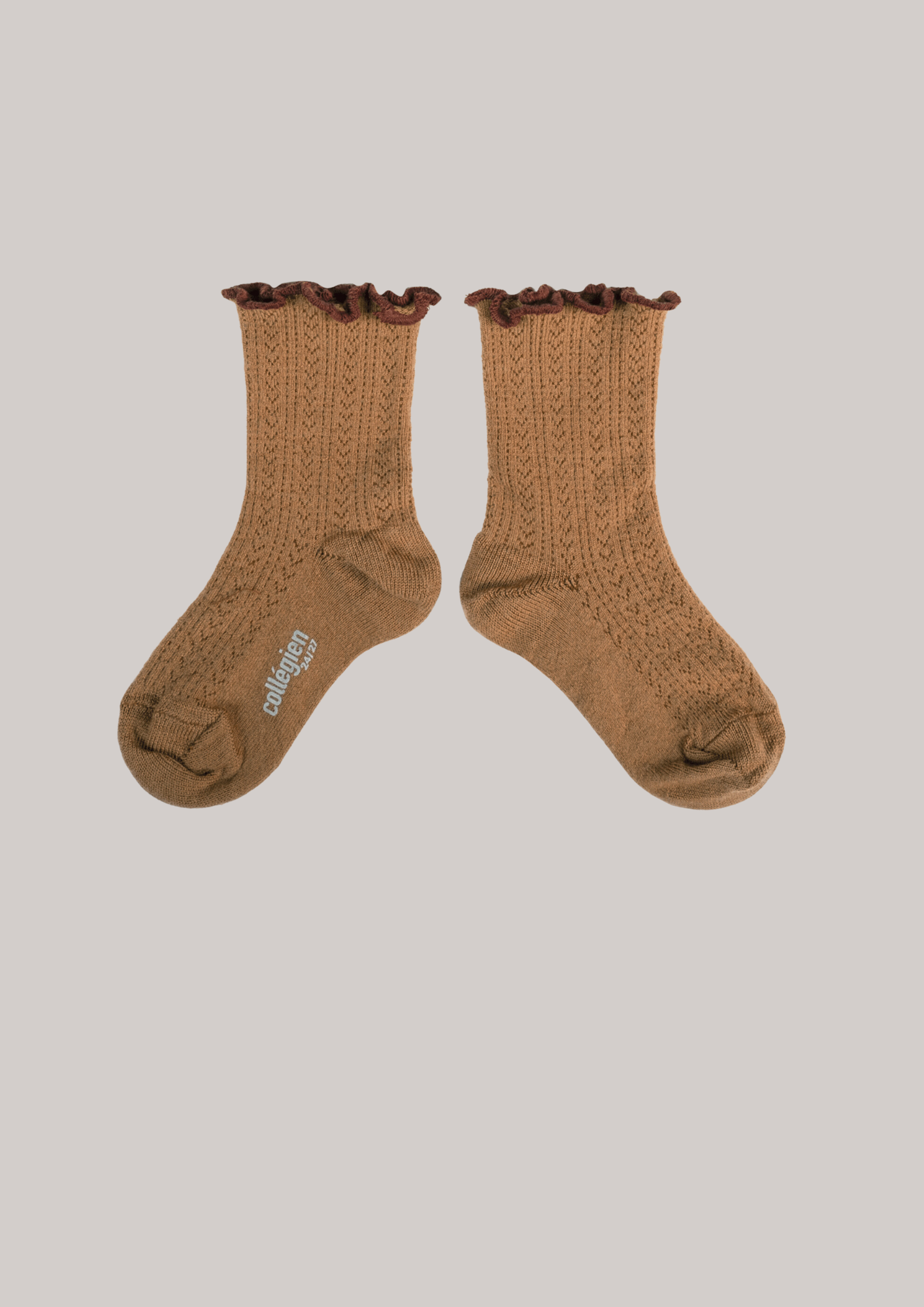 Ambre Caramel au Beurre Salé - Lettuce Trim Pointelle Merino Wool Socks