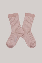 Collégien X Strawberries & Cream - Victoire Vieux Rose - Glitter Ribbed Crew Socks