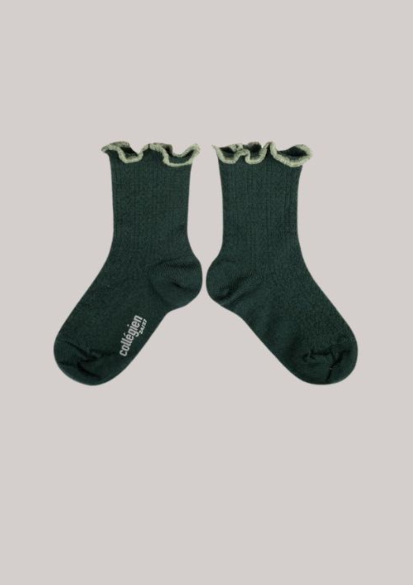 Collégien X Strawberries & Cream - Ambre Vert Forêt - Lettuce Trim Pointell e Merino Wool Socks