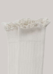 Collégien X Strawberries & Cream - Joséphine Blanc Neige - Knee Socks with Lace