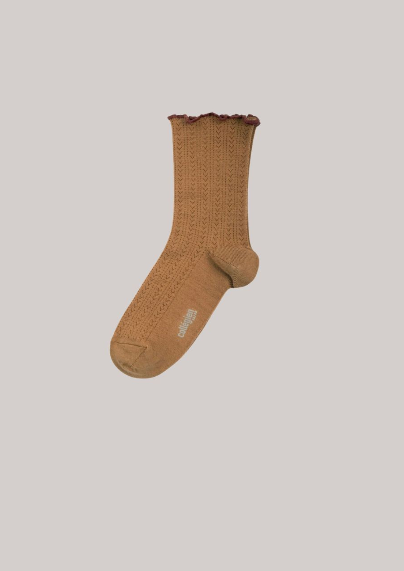 Ambre Caramel au Beurre Salé - Lettuce Trim Pointelle Merino Wool Socks