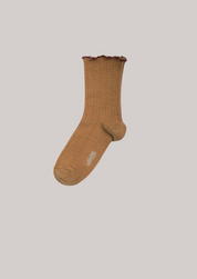 Ambre Caramel au Beurre Salé - Lettuce Trim Pointelle Merino Wool Socks