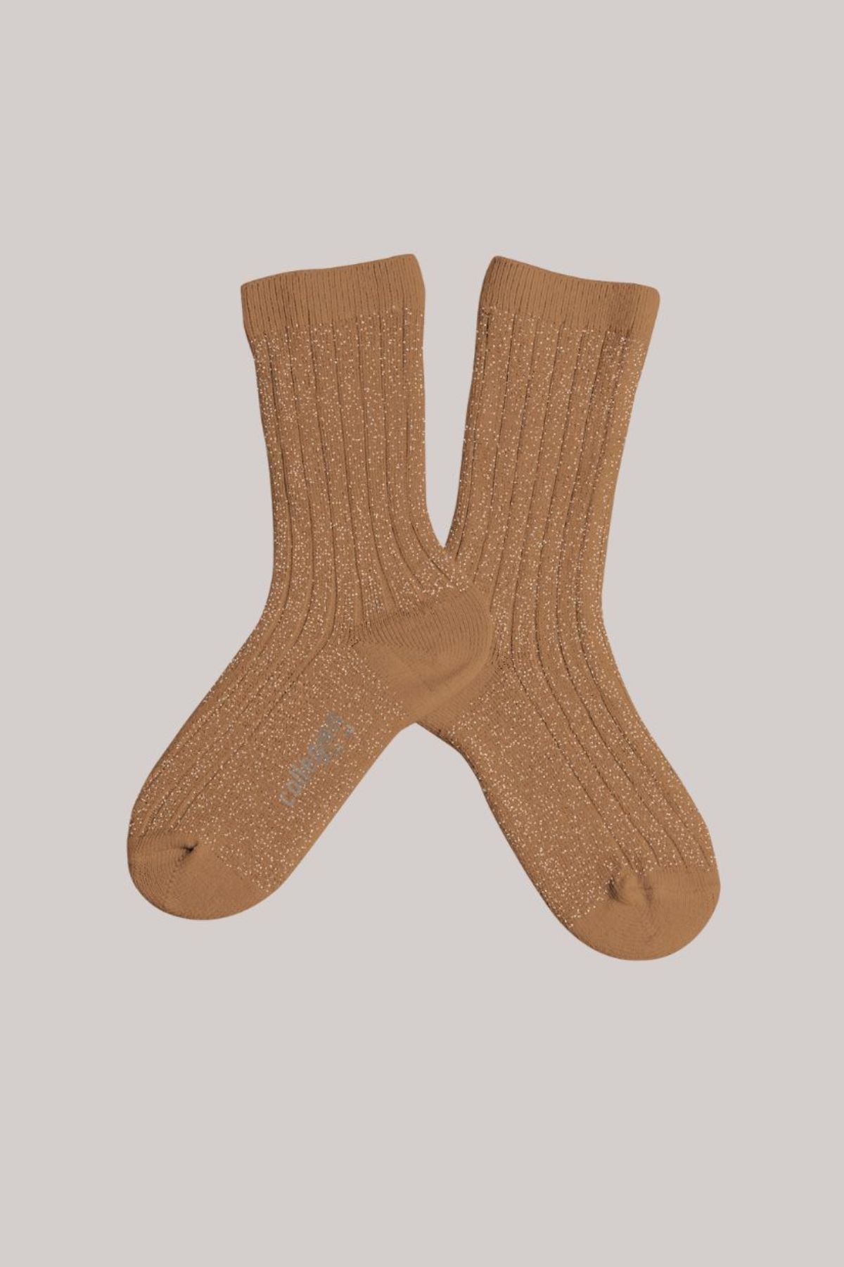 Collegièn X Strawberries & Cream - Victoire Caramel au Beurre Salé - Glitter Ribbed Crew Socks