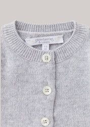 Cashmere Round Neck Baby Cardigan  - Fog