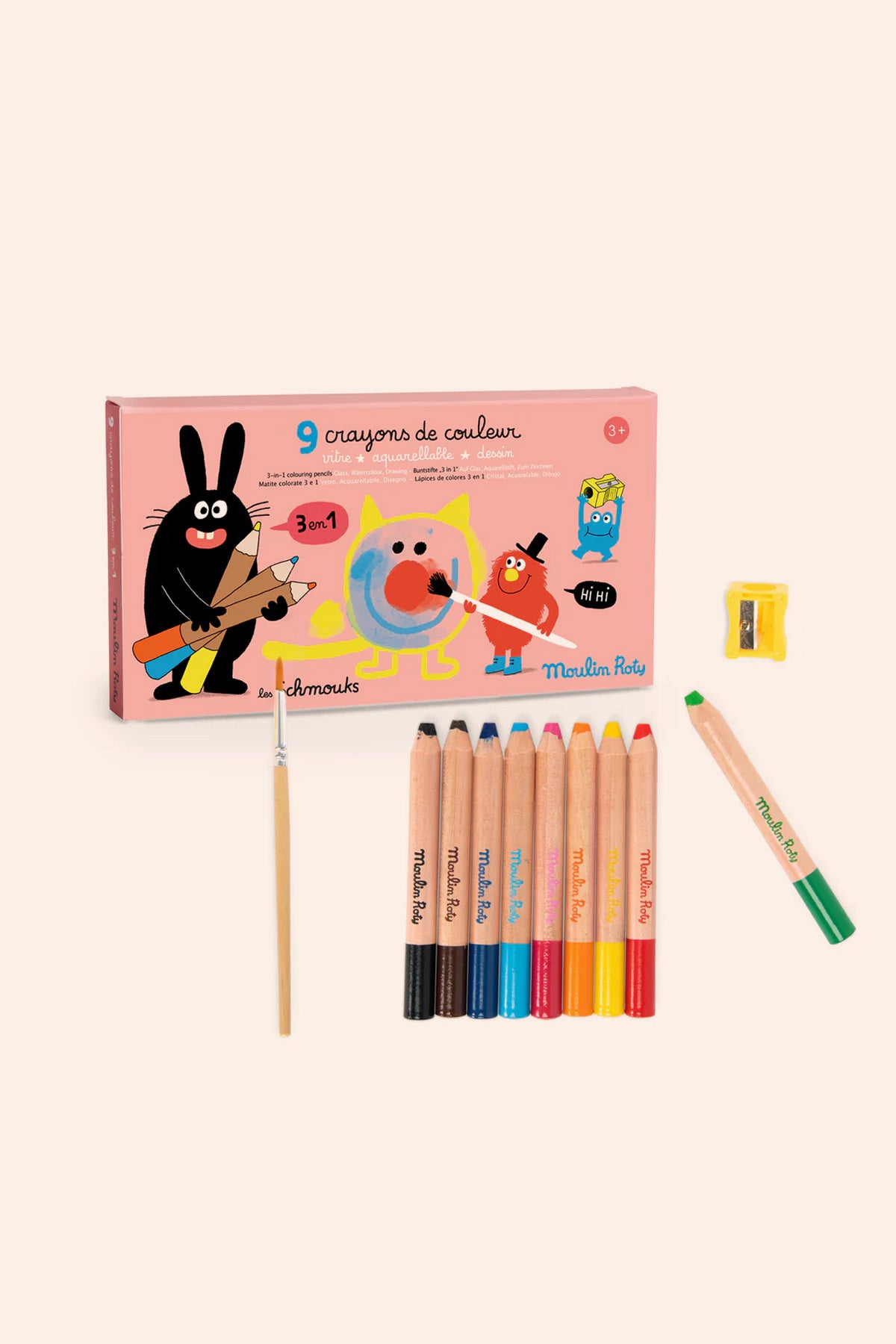 9 Colouring Pencils 3-in-1 Les Schmouks - Moulin Roty