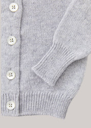 Cashmere Round Neck Baby Cardigan  - Fog