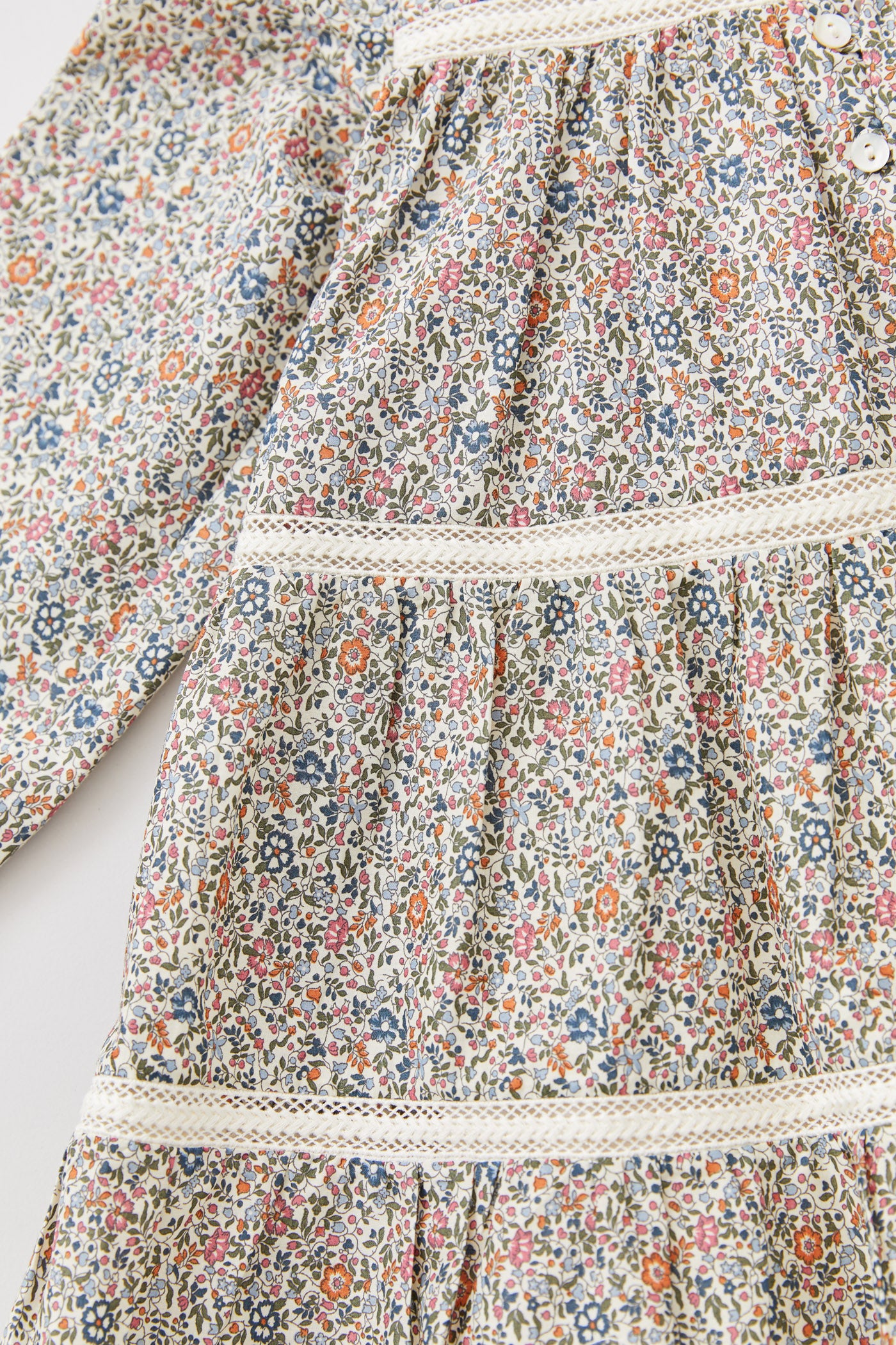 Alba Dress Blue The Smallest Floral Liberty Print - Designed by Ingrid Lewis - Strawberries & Cream