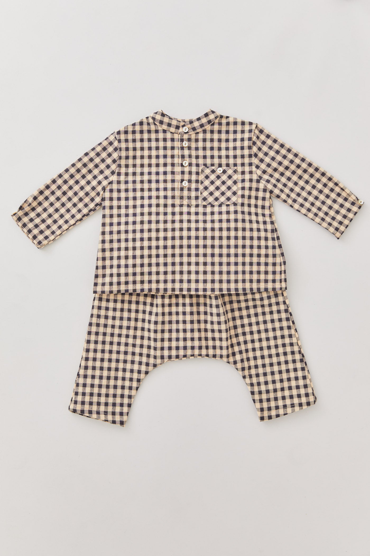 Apple Shirt in Latte Check - Designed by Ingrid Lewis - Strawberries & Cream