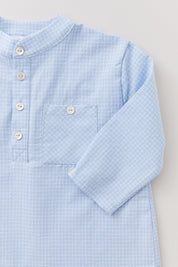 Apple Shirt in Icy Blue Check - Designed by Ingrid Lewis - Strawberries & Cream
