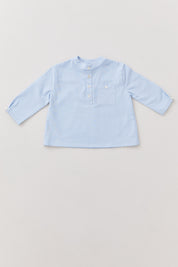 Apple Shirt in Icy Blue Check - Designed by Ingrid Lewis - Strawberries & Cream