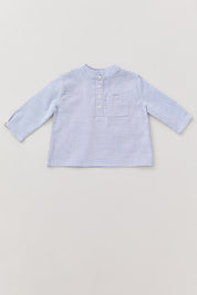 Light Blue White Stripe Baby Apple Shirt - Designed by Ingrid Lewis - Strawberries & Cream