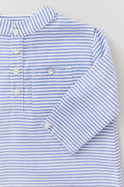 Light Blue White Stripe Baby Apple Shirt - Designed by Ingrid Lewis - Strawberries & Cream