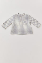 Baby Apple Shirt in Cream Grey Check - Designed by Ingrid Lewis - Strawberries & Cream