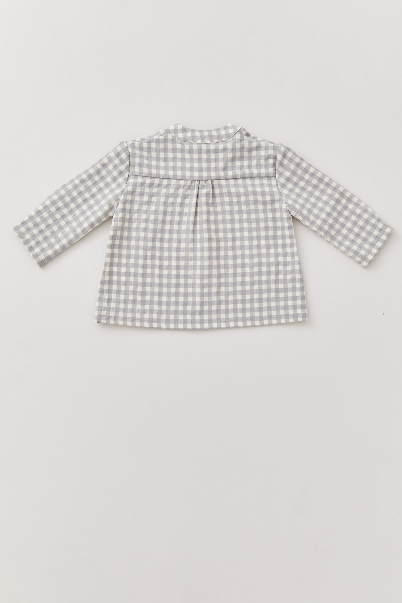 Baby Apple Shirt in Cream Grey Check - Designed by Ingrid Lewis - Strawberries & Cream