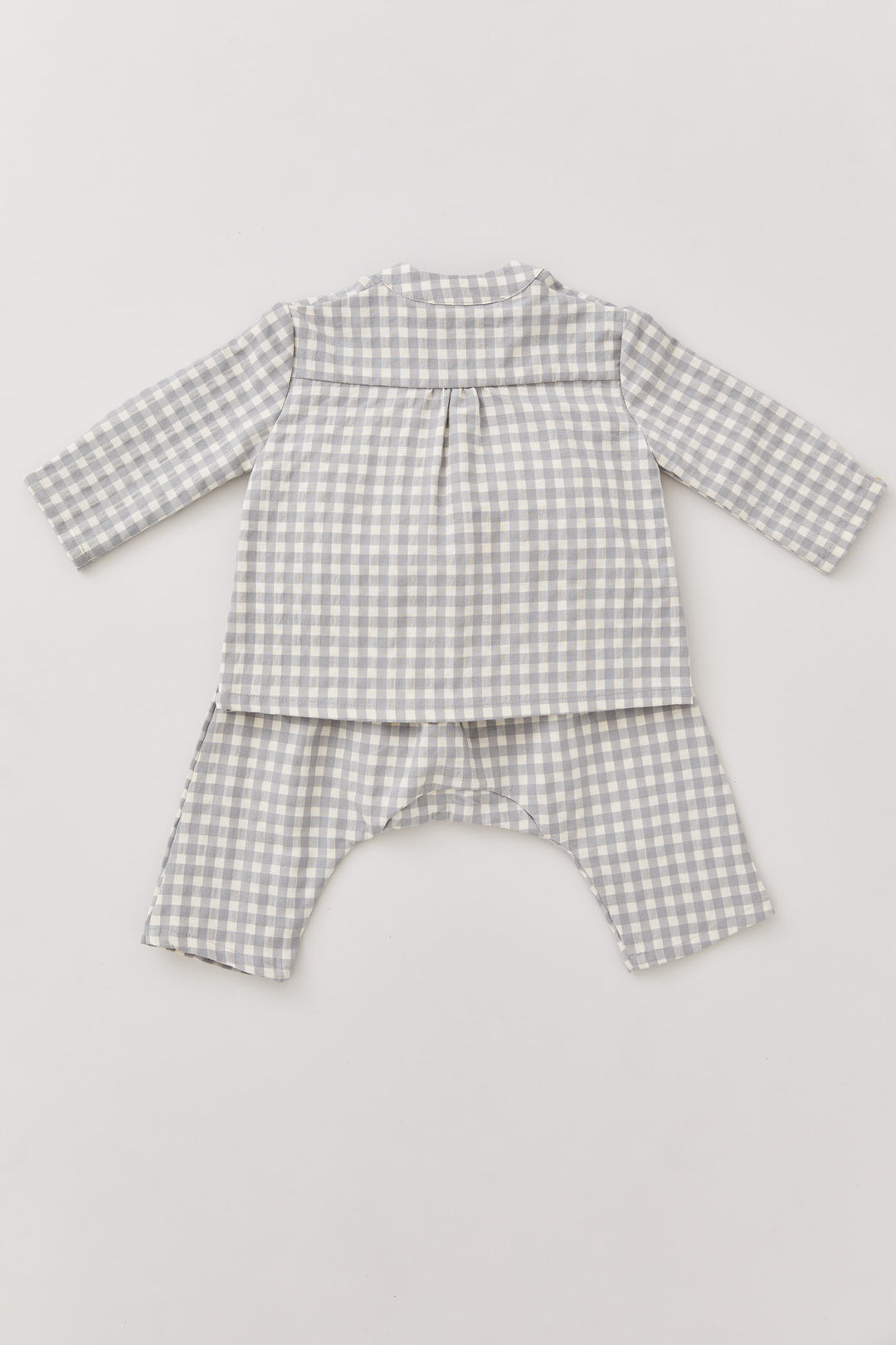 Baby Apple Shirt in Cream Grey Check - Designed by Ingrid Lewis - Strawberries & Cream