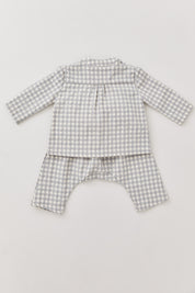Baby Apple Trousers Cream Grey Check - Designed by Ingrid Lewis - Strawberries & Cream