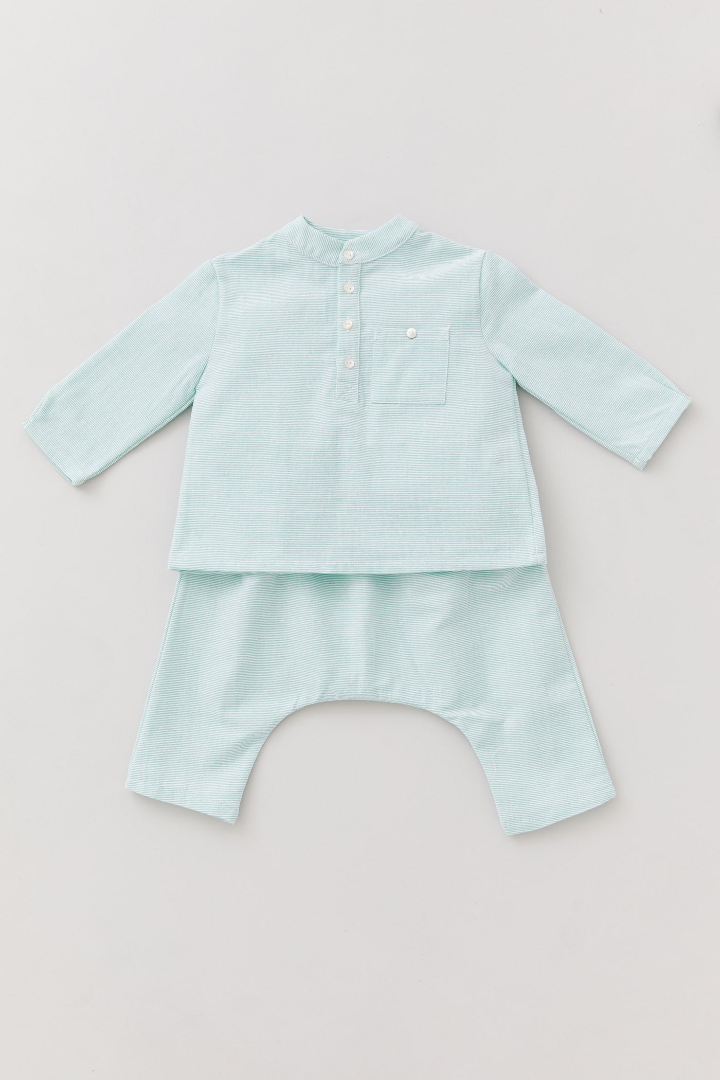 Apple Shirt in Mint Stripes - Designed by Ingrid Lewis - Strawberries & Cream