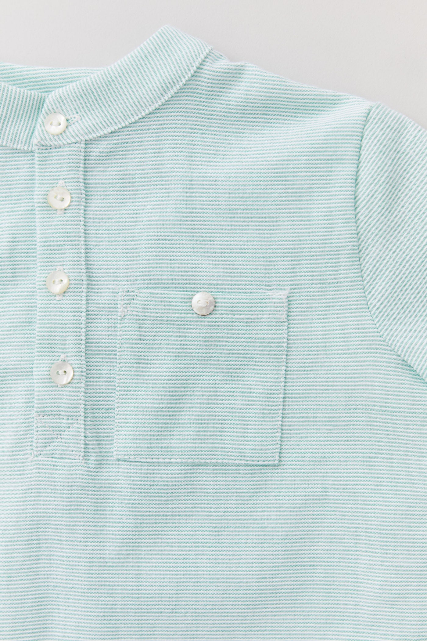 Apple Shirt in Mint Stripes - Designed by Ingrid Lewis - Strawberries & Cream