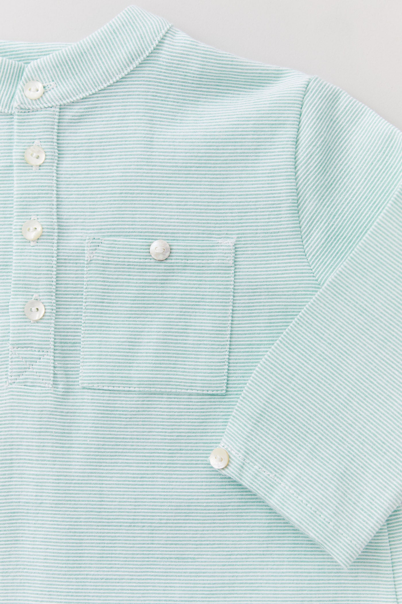 Apple Shirt in Mint Stripes - Designed by Ingrid Lewis - Strawberries & Cream
