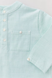 Apple Shirt in Mint Stripes - Designed by Ingrid Lewis - Strawberries & Cream