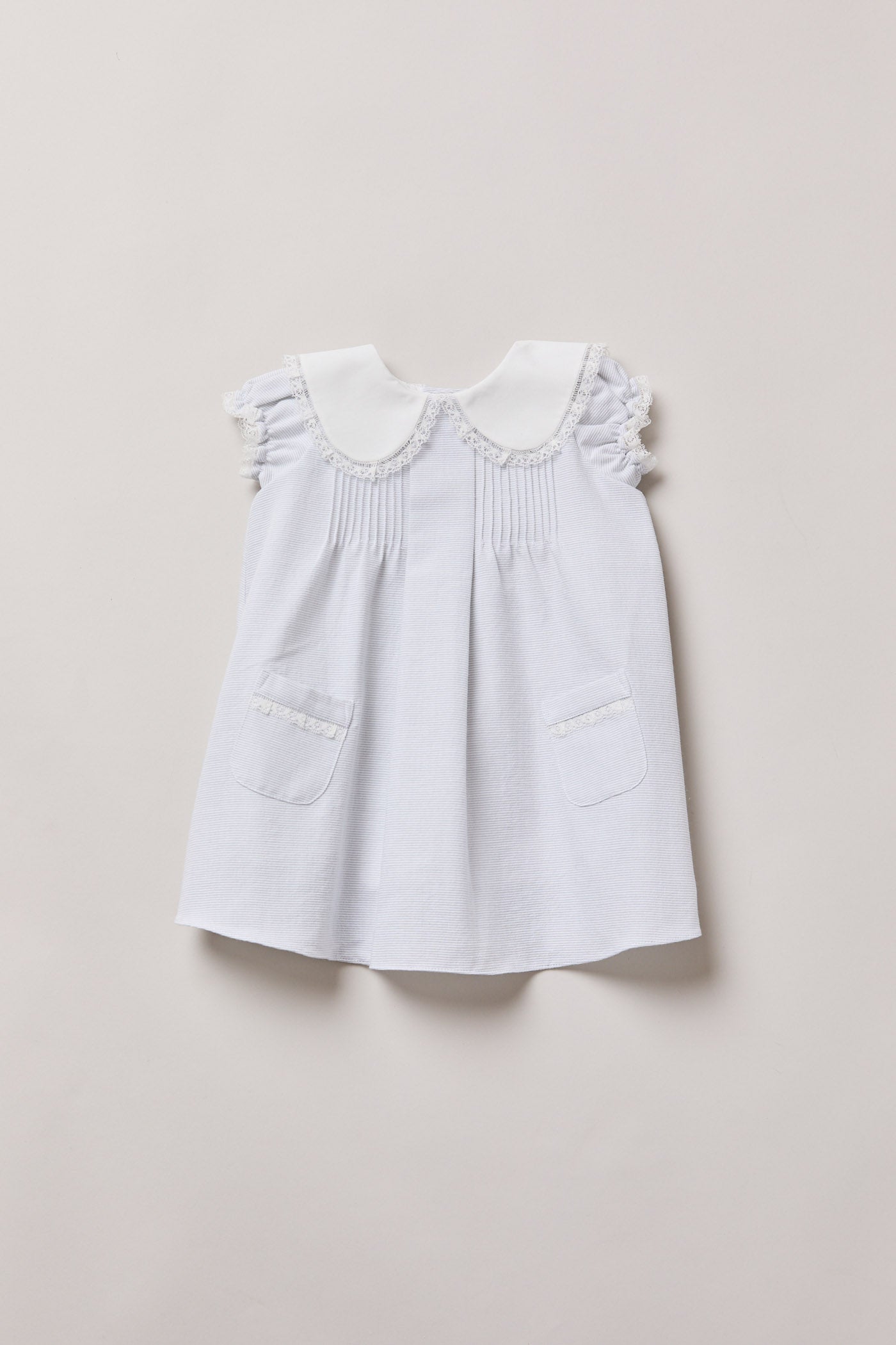 Baby Bubble Dress Plain Grey Stripes - Designed by Ingrid Lewis - Strawberries & Cream