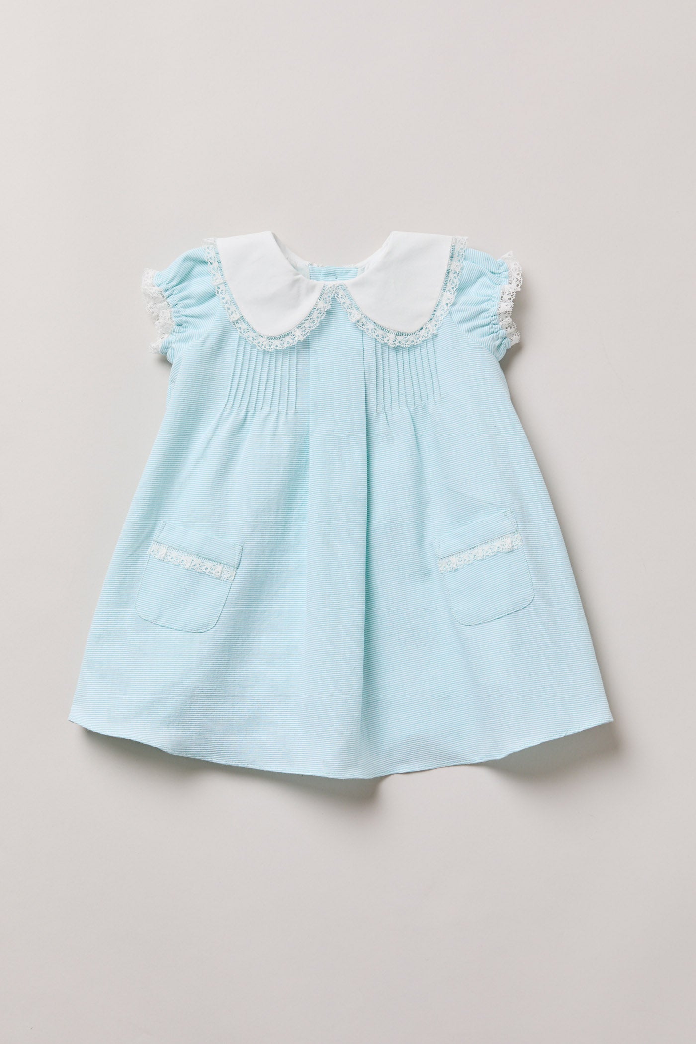 Baby Bubble Dress in Plain Blue Stripes - Designed by Ingrid Lewis - Strawberries & Cream