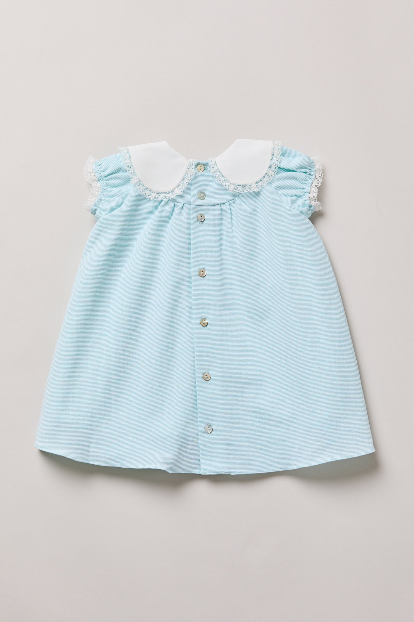 Baby Bubble Dress in Plain Blue Stripes - Designed by Ingrid Lewis - Strawberries & Cream