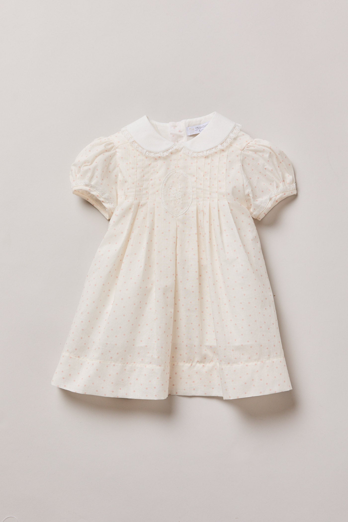 Baby Eloise Dress in Rose Polka Dots - Designed by Ingrid Lewis - Strawberries & Cream