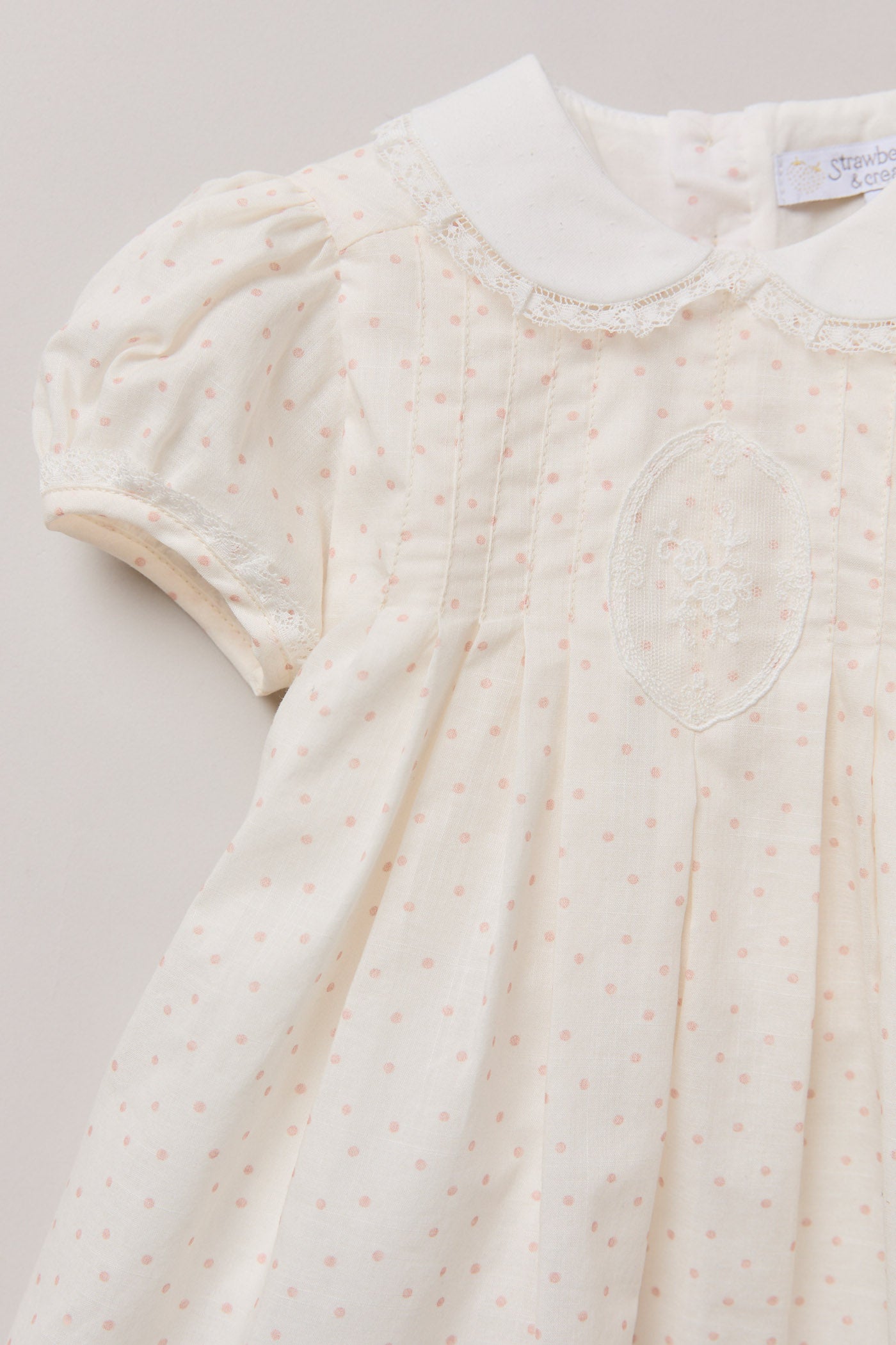 Baby Eloise Dress in Rose Polka Dots - Designed by Ingrid Lewis - Strawberries & Cream