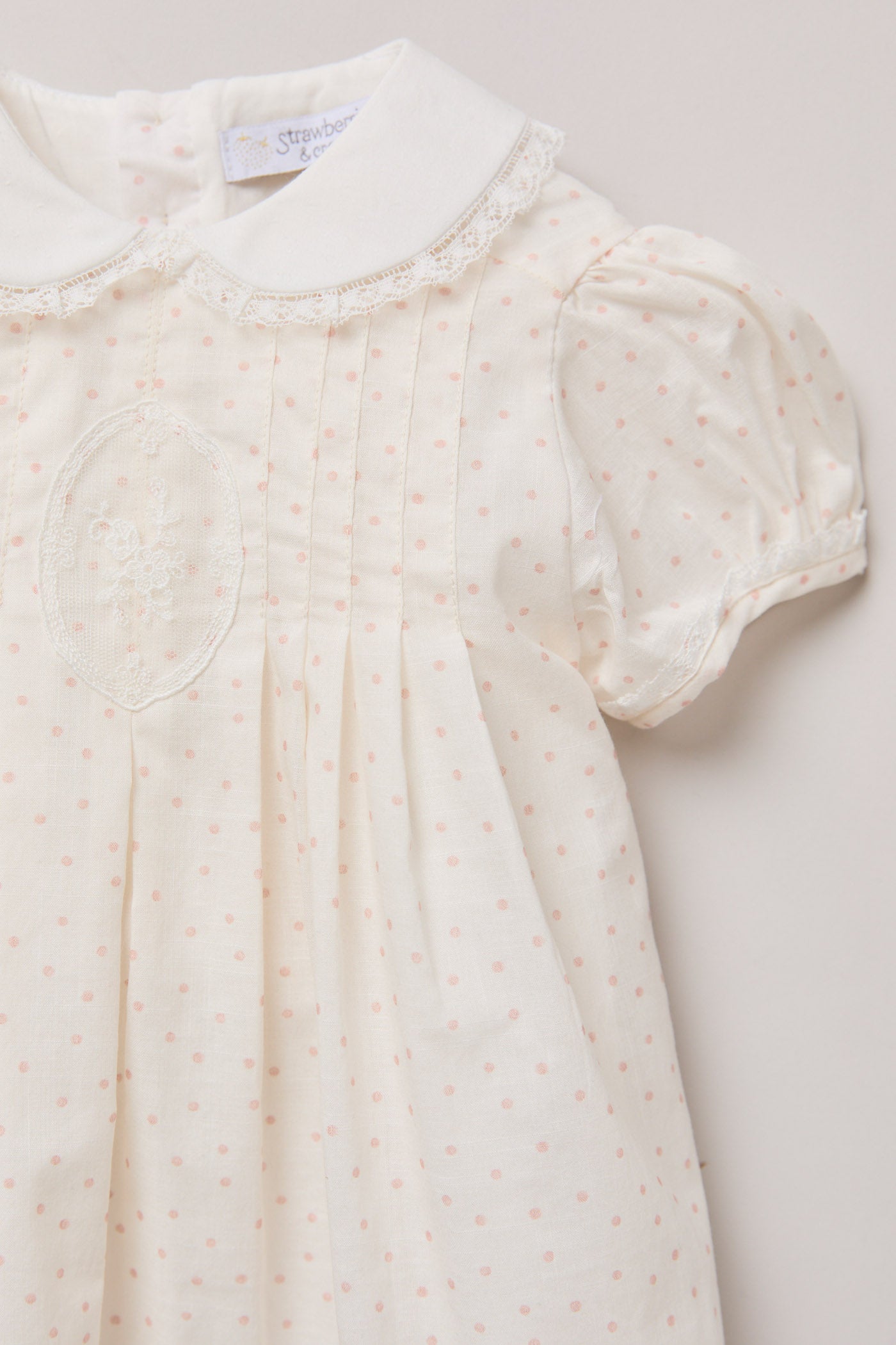 Baby Eloise Dress in Rose Polka Dots - Designed by Ingrid Lewis - Strawberries & Cream