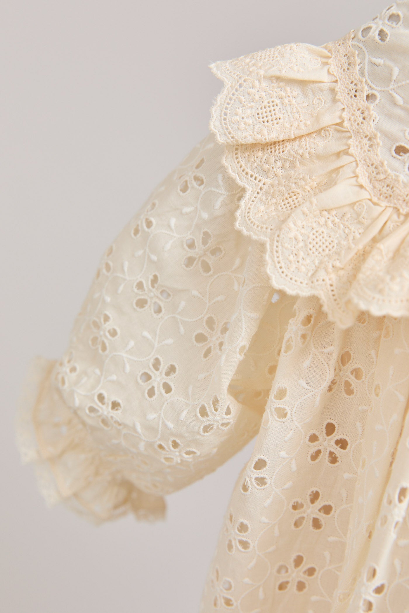 Baby Salt Dress in Cream Broderie - Designed by Ingrid Lewis - Strawberries & Cream