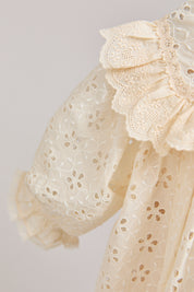 Baby Salt Dress in Cream Broderie - Designed by Ingrid Lewis - Strawberries & Cream