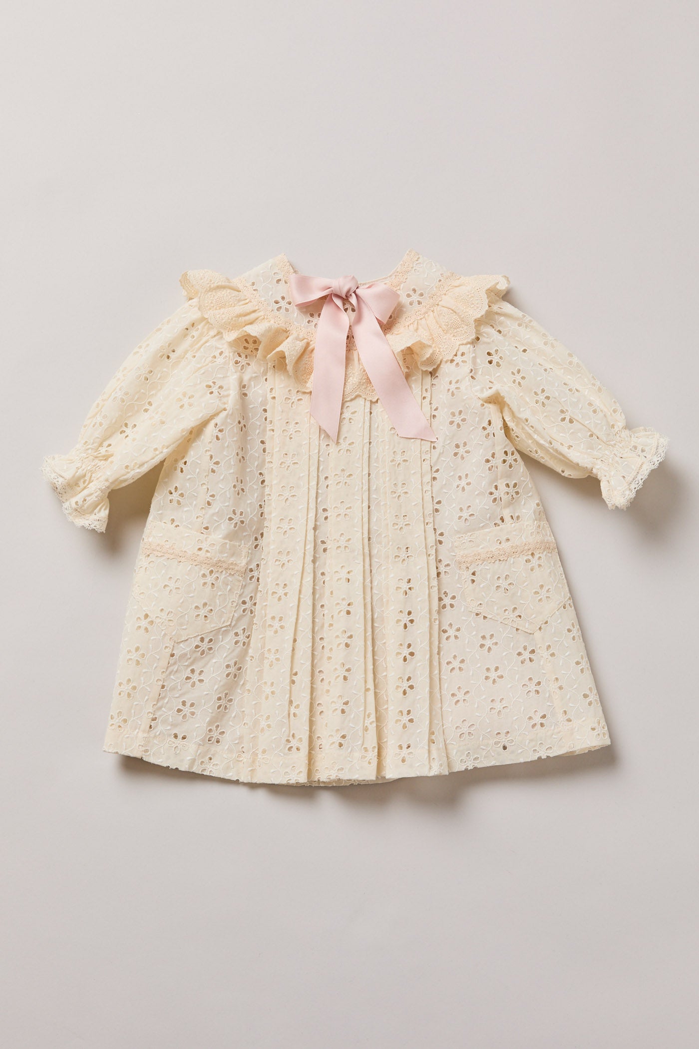 Baby Salt Dress in Cream Broderie - Designed by Ingrid Lewis - Strawberries & Cream