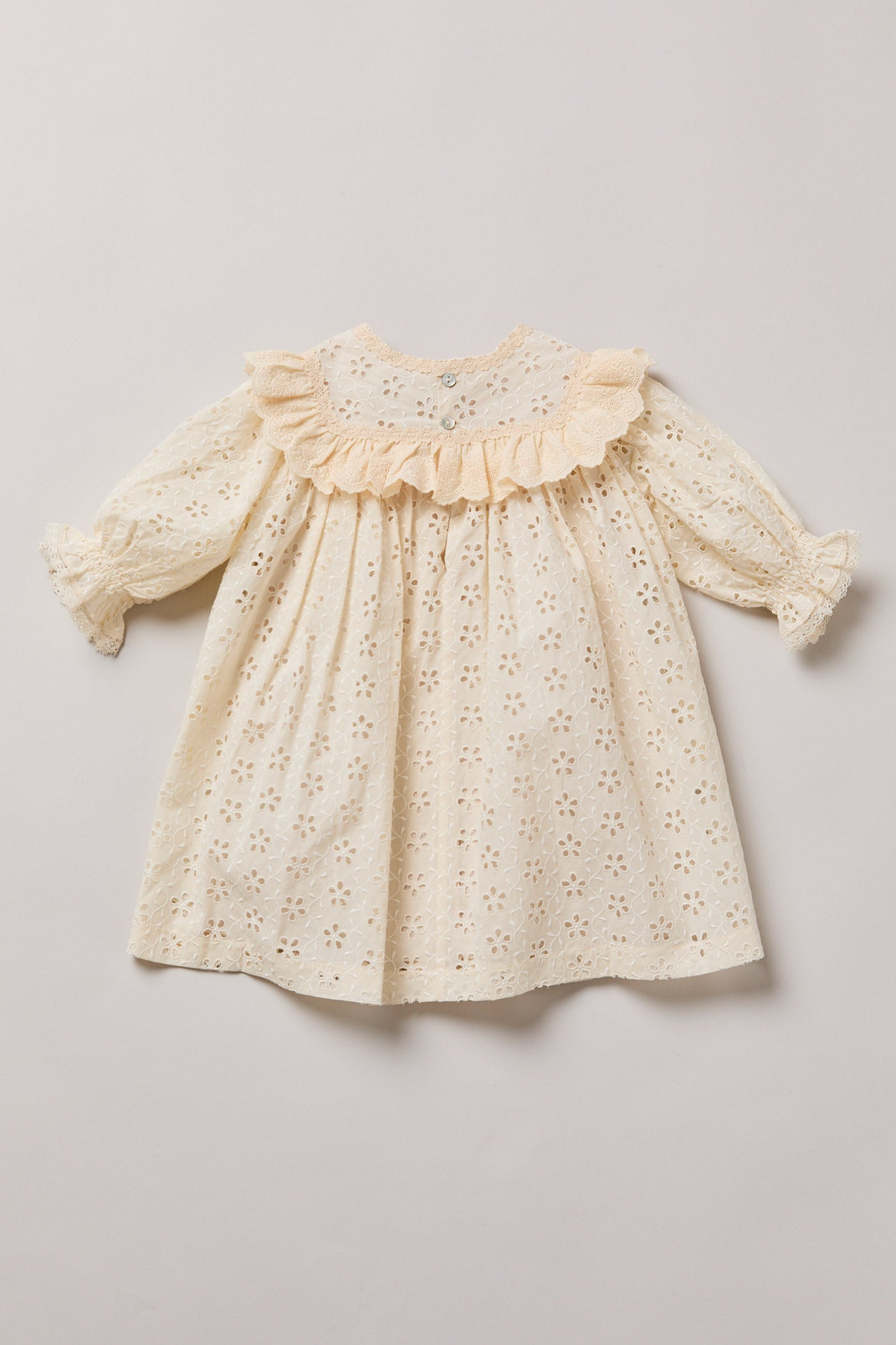 Baby Salt Dress in Cream Broderie - Designed by Ingrid Lewis - Strawberries & Cream