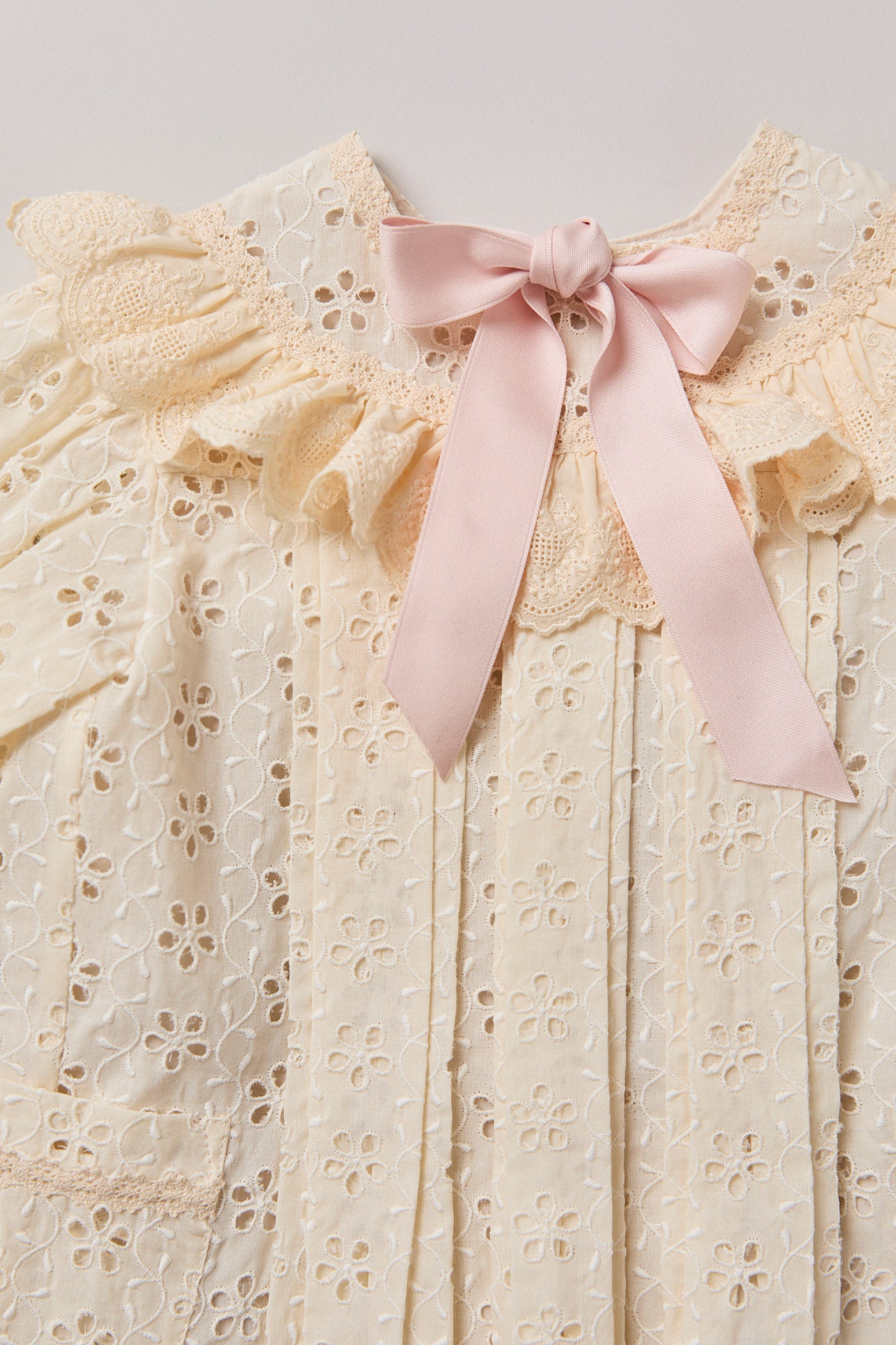 Baby Salt Dress in Cream Broderie - Designed by Ingrid Lewis - Strawberries & Cream