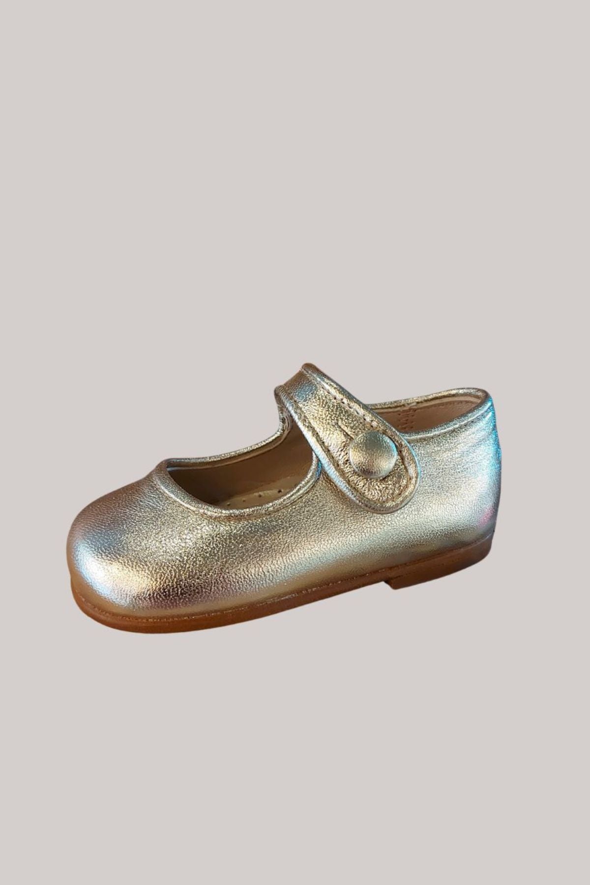 Baby - Mary Jane - Gold Leather - Strawberries & Cream - handmade
