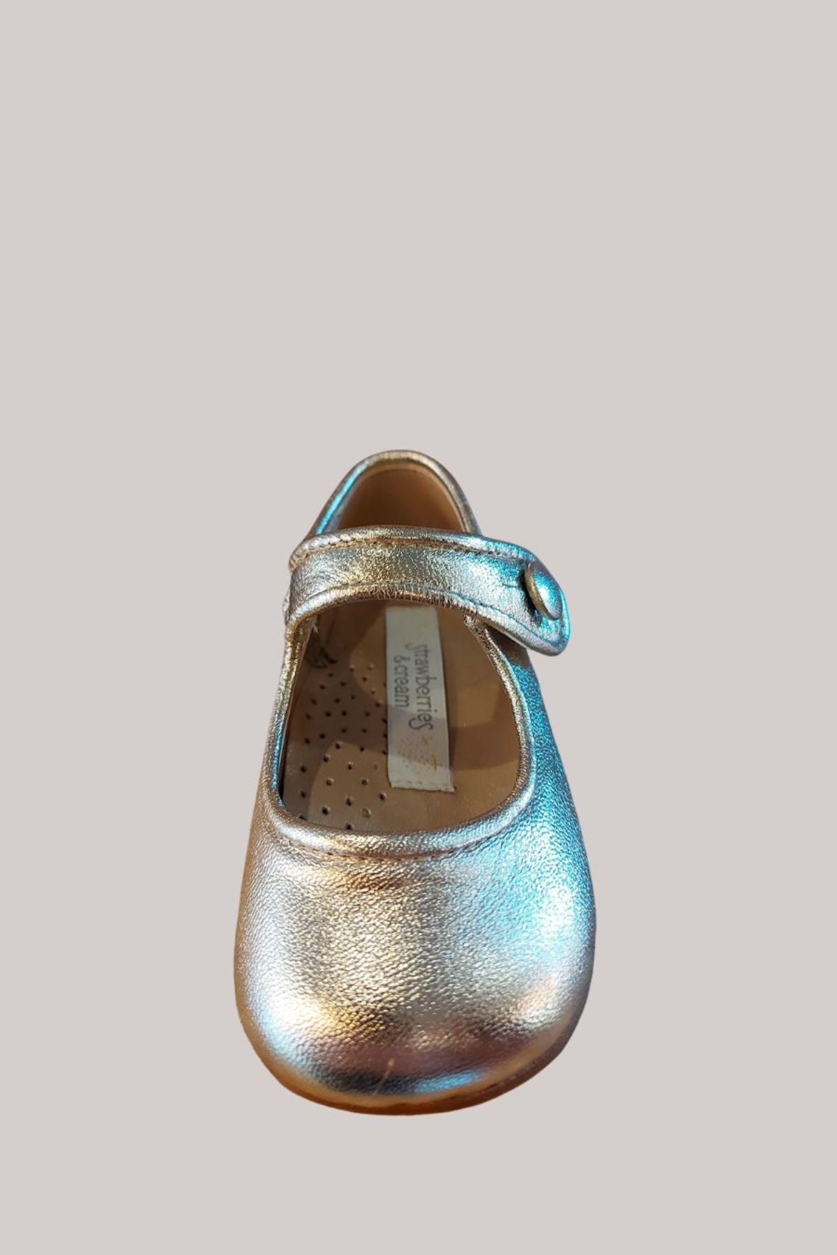 Baby - Mary Jane - Gold Leather - Strawberries & Cream - handmade