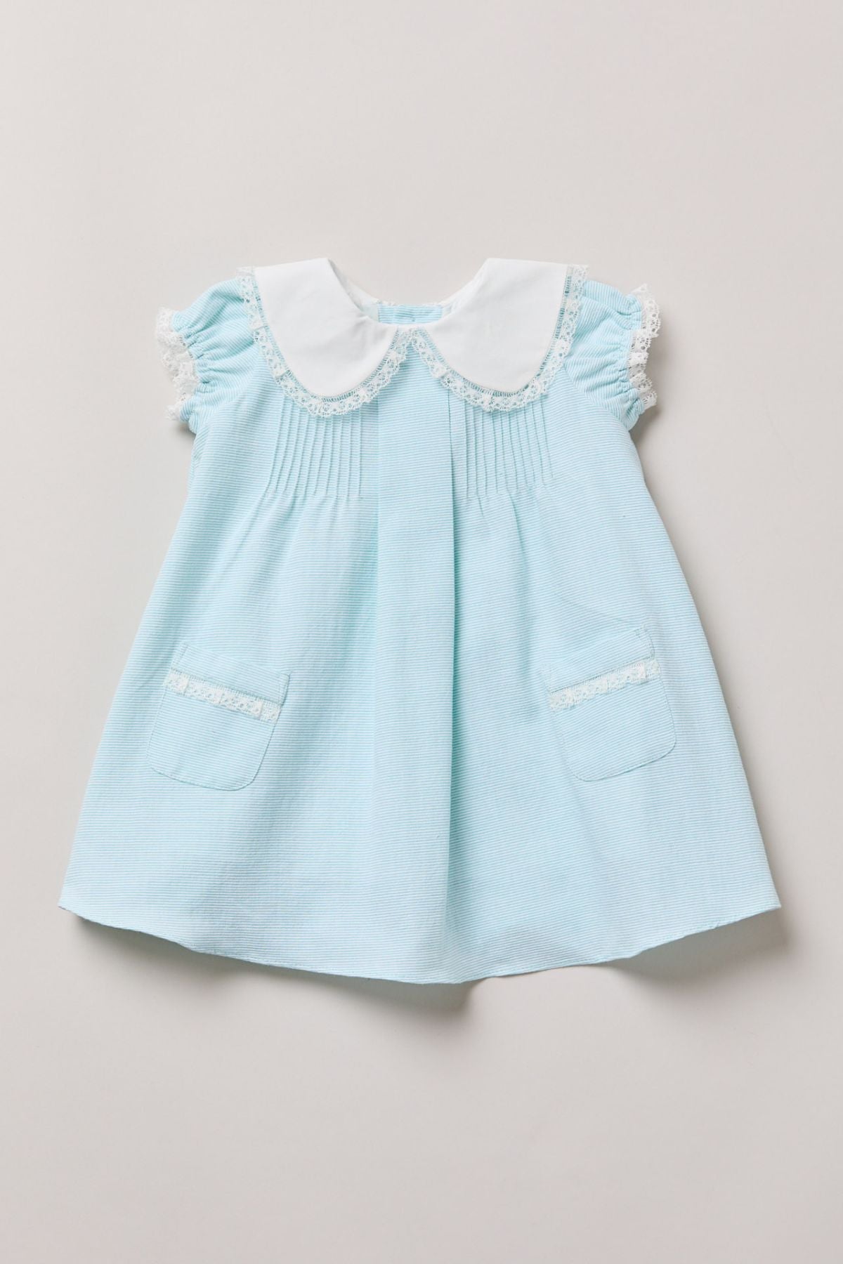 Baby Bubble Dress in Plain Blue Stripes - Strawberries & Cream 