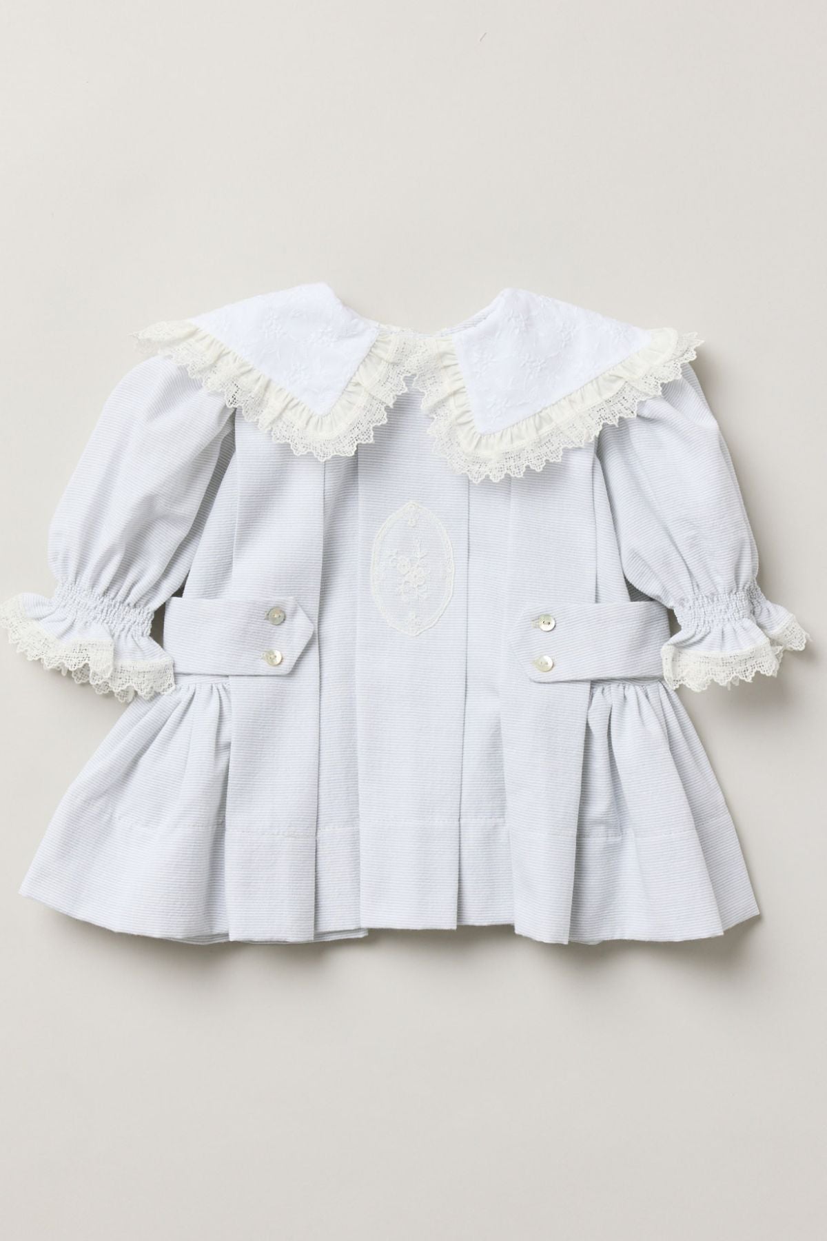 Baby Piano Dress in Light Grey Stripe - Strawberries & Cream 
