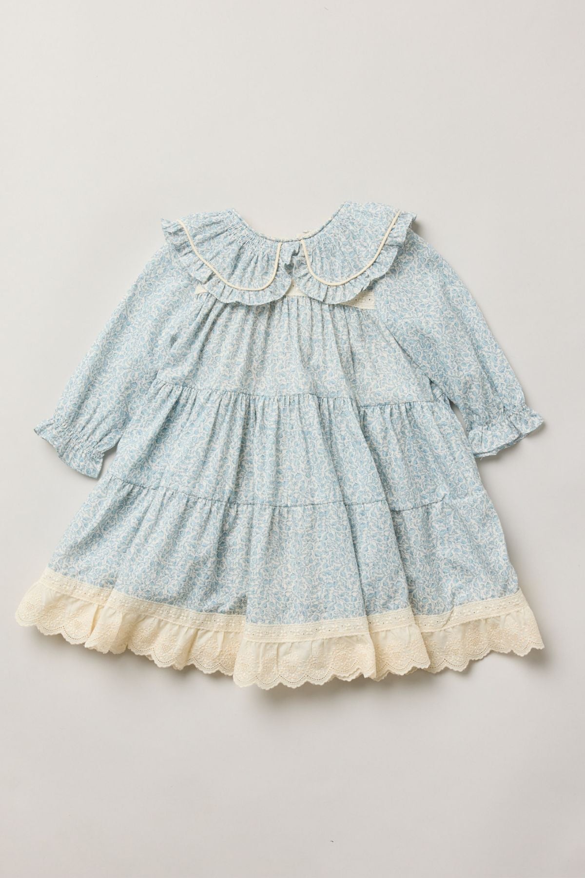 Baby Raspberry Dress in Blue Flower - Strawberries & Cream 